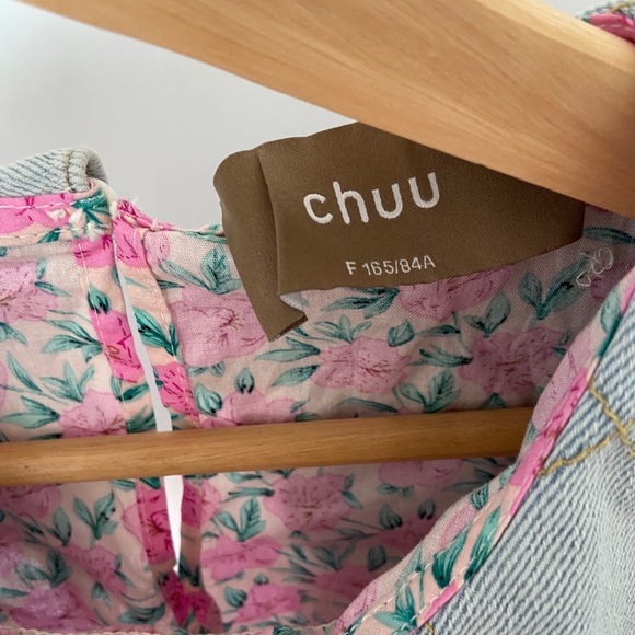 CHUU Pink and Blue Floral Puff Sleeve Dress - Picture 11 of 11